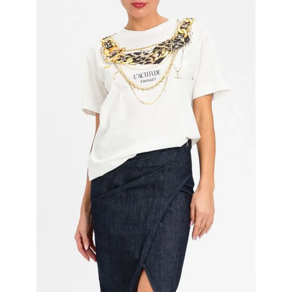 Actitude Twinset Women Actitude Twinset Graphic Print And Logo Cotton T-Shirt